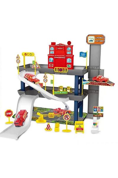 rexa Police and Fire Station Garage Toys with Tracks