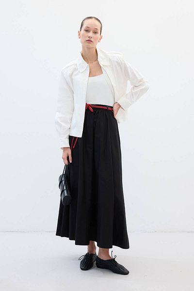 Hooopstore Μαύρη βαμβακερή φούστα με ελαστική μέση