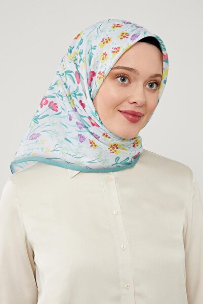 Levidor Πράσινο φλοράλ βαμβακερό κασκόλ