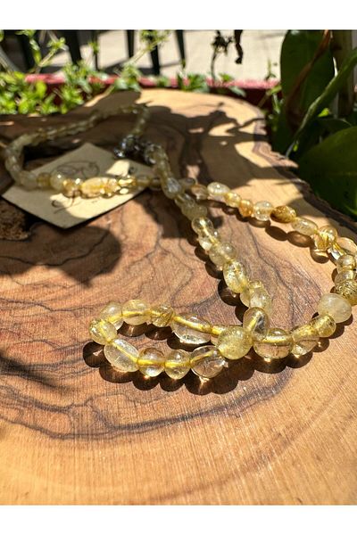 parze doğaltaş Gold Rutile Quartz Natural Stone String Necklace