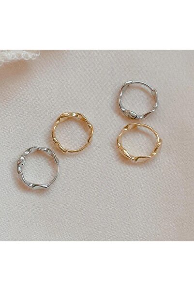 İnci Çelik Gümüş Renk Burgulu Halka Küpe Kararmaz Antialerjik