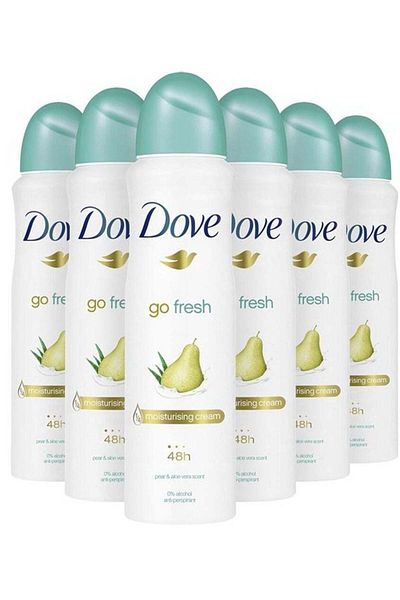 Dove Go Fresh Pear and Aloe Vera Scent Deodorant Spray 150ml Pack of 6