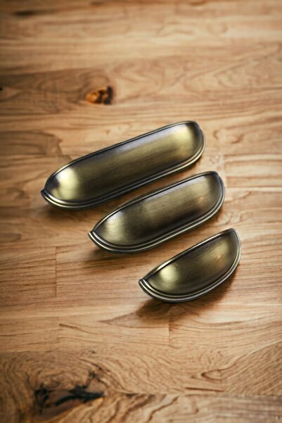 Dizaynhouse Mâner de dulap model antichitate din metal galben de 64 mm, mâner pentru dulap din metal galben antic