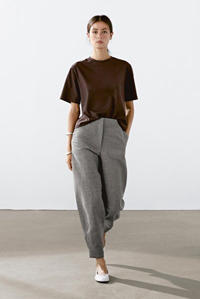 Massimo Dutti Dikiş detaylı kısa kollu t-shirt