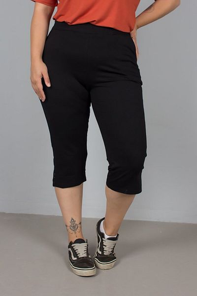 Truva XXL Compak Black Lycra High Waist Combed Cotton Capri Trousers