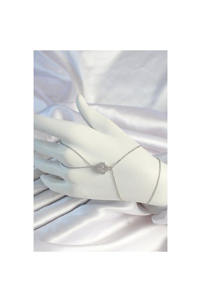 Findit Silver Color Zircon Stone Clover Shahmeran with 316L Steel Chain