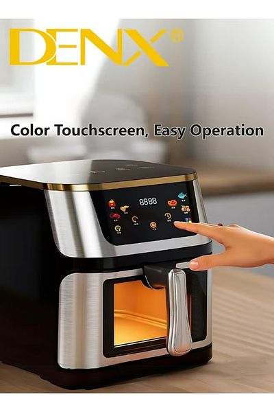 Denx DX3409 مقلاة هوائية ذكية متعددة الوظائف، سعة 8 لتر، شاشة لمس ملونة، قوة 1800 واط