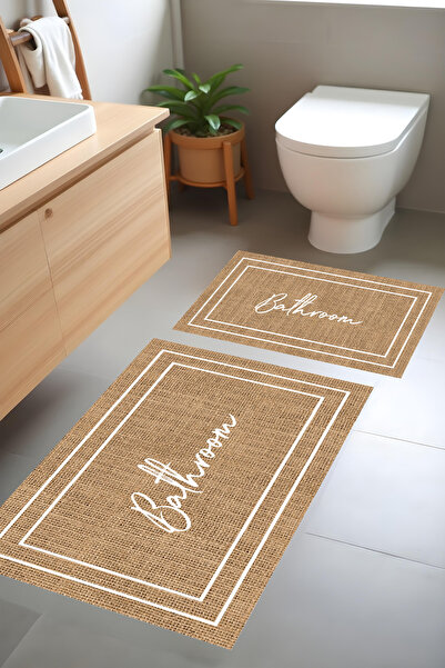Liriya سجادة حمام حديثة بنمط القش مطبوعة رقميًا، سجادة حمام مزدوجة (40 سم × 6...