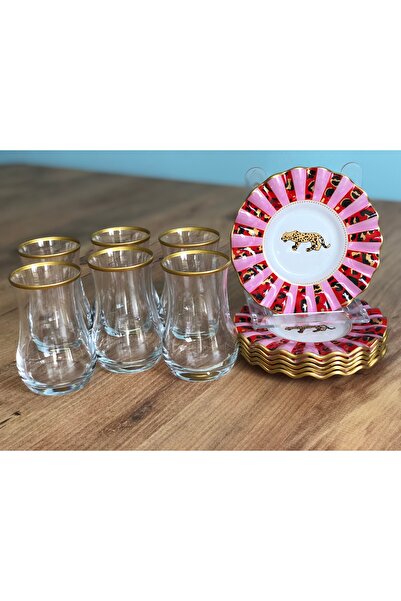 B&M Wild Chic Desenli Kıvrımlı 6 Kişilik Çay Seti 12 Parça