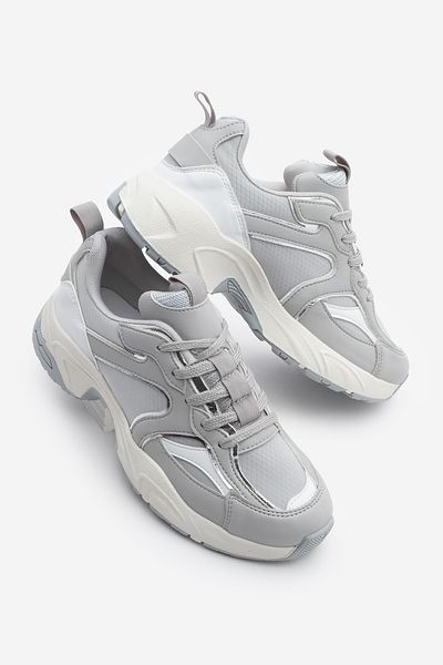 Marjin Damen-Sneaker mit dicker Sohle, mehrteilige Sportschuhe zum Schnüren, Luser Grey