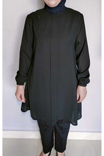 Serra Kadın Siyah Taş Detaylı Şifon Tunik