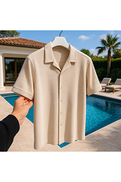 LC Waikiki ÖZEL TASARIM %100 pamuk premium kısa kol düğmeli erkek gömlek