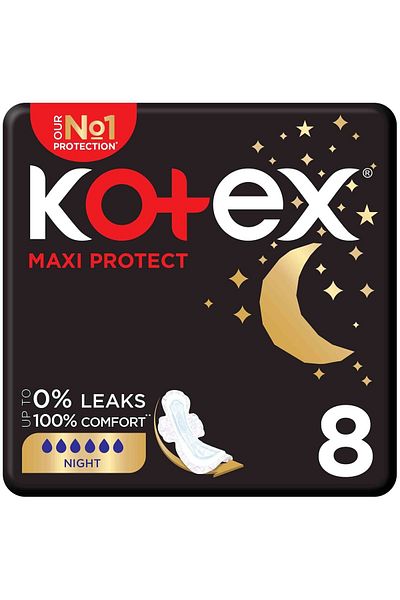 Kotex Maxi Protect Thick Overnight Protection Sanitary Pads with Wings 8 pcs