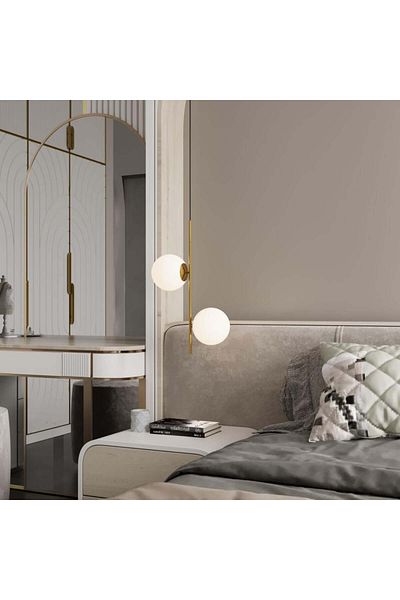 Ucandle Modern golden longitudinal chandelier with two circular lights