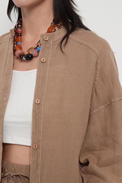 Orfeo Negro ΓΥΝΑΙΚΕΙΟ ΠΟΥΚΑΜΙΣΟ 100% ΛΙΝΟ ΓΙΑΚΑ ΚΟΡΥΦΑΣ ΜΕ ΛΕΠΤΟΜΕΡΗ ΣΟΥΤΣΟΝ