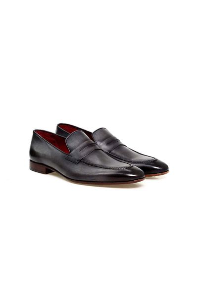 Butik Gray Color Laceless Genuine Leather Men's Shoes
