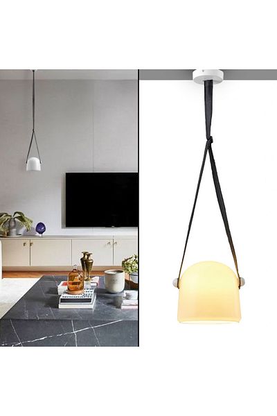Ucandle White LED Pendant Light with Leather Strap