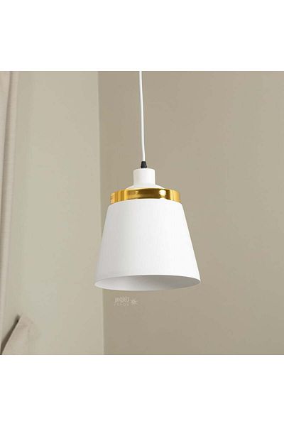 Ucandle White pendant chandelier with shiny gold frame