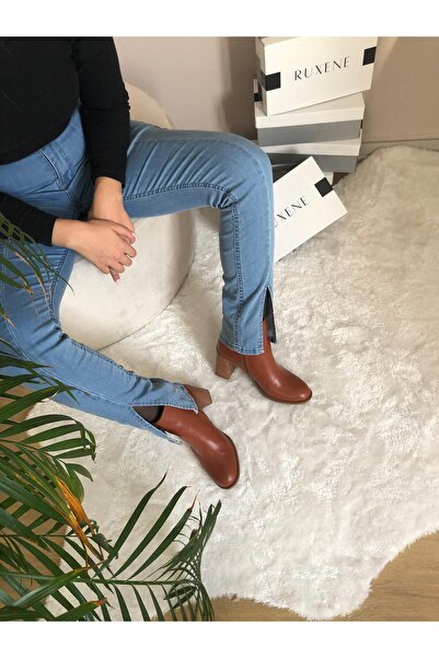 RUXENE Dia Blok-kalın 7 Cm Topuklu Dikiş Detaylı Bot
