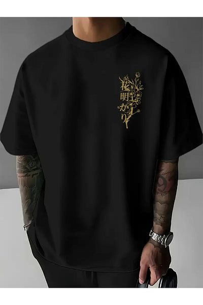 Keywest Tricou oversize unisex japonez cu litere imprimate 100% bumbac