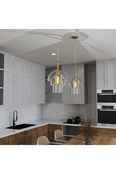 Ucandle Modern 3-tier golden glass chandelier