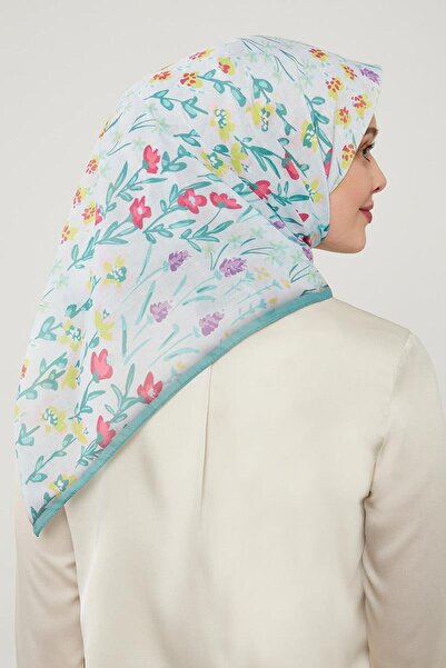 Levidor Πράσινο φλοράλ βαμβακερό κασκόλ