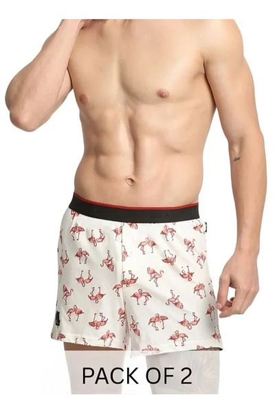 The Bear House Men's Cotton Boxers Pack of 2 Soft, Breathable & Comfortable Fit for Daily Wear