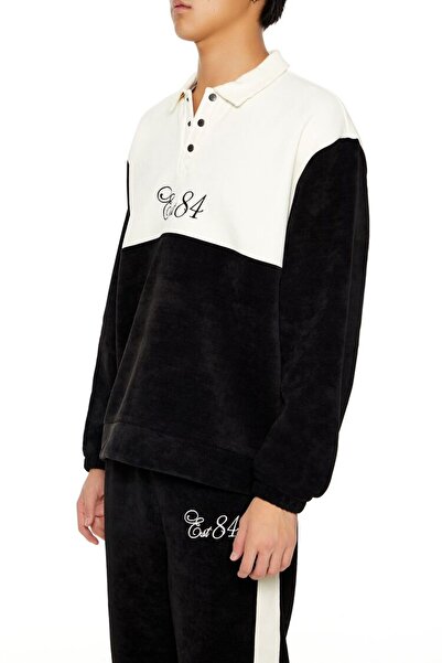 Forever 21 Est 84 Nakışlı Polo Yaka Sweatshirt