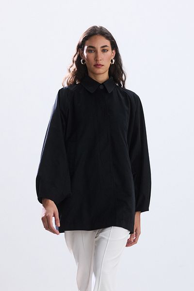 BE BLUE Black Cape Trench Coat