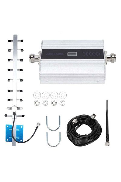 fulina Cell phone signal booster, 1800MHz, LCD display, covers 100-200 square meters, 100-240V, 50/60Hz