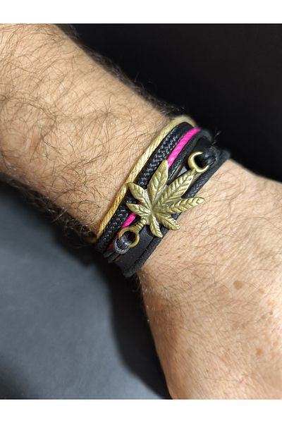 enyatakı Five Leaf Model Original Leather Rope Bracelet