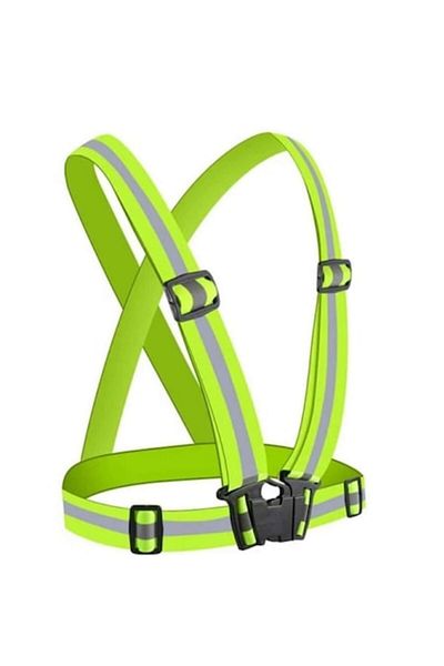 OEM Bretele reflectorizante ajustabile, elastice, ciclism/alergari/constructii, banda 4 cm, verde