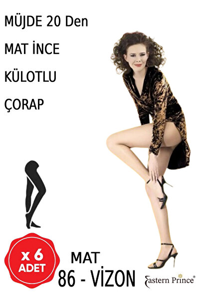 Müjde Thin Pantyhose Matte Stockings 20 Denier 6 Pieces Durable Flexible Toe Reinforced