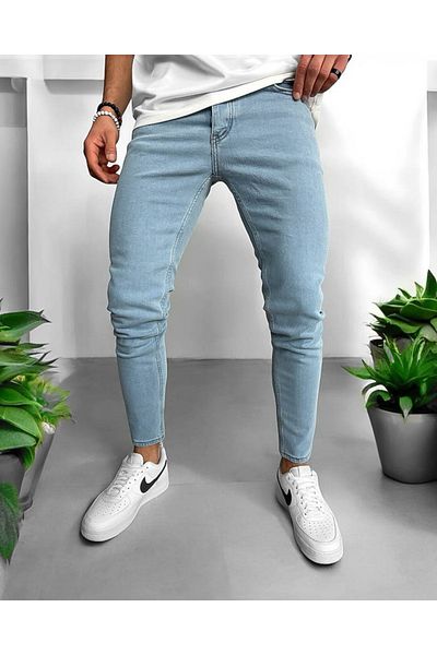 dehaine Blugi lungi, pentru barbati, slim fit, uni, 4123a, albastru