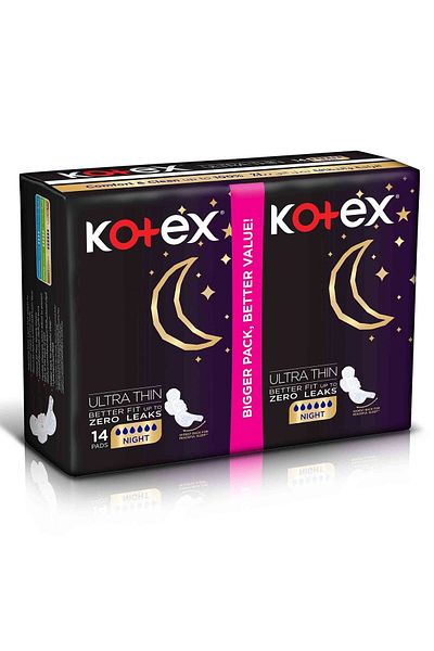 Kotex Ultra Thin Natural Night Sanitary Pads With Wings 14 pcs