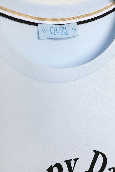 Quzu Tricou cu mânecă scurtă cu imprimeu ursuleț albastru