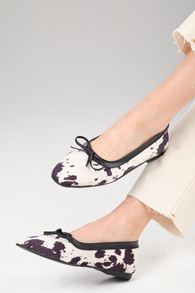 Mio Gusto Garcia Animal Patterned Black Color Women's Ballerinas