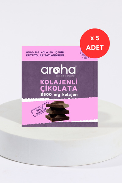 AROHA Kolajenli Çikolata Şeker Ilavesiz 40 Gr. X 5 Adet