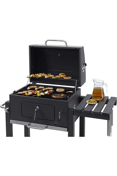 VINNYSEN 24 Inch Charcoal Grill Portable Grill with Handle, Side Tables, Shelf and Wheels Barbecue G