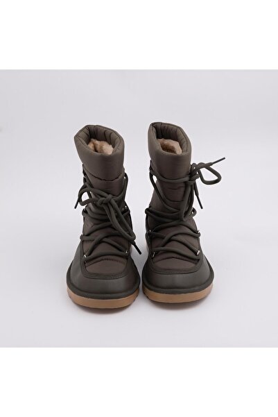 RUXENE EMİLY BAĞCIKLI DERİ DETAYLI PARAŞÜT KUMAŞ KAR BOTU