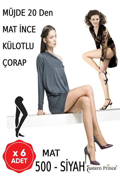 Müjde Thin Pantyhose Matte Stockings 20 Denier 6 Pieces Durable Flexible Toe Reinforced