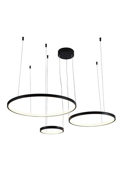 Ucandle LED Circle Chandelier with Three Rings - Black