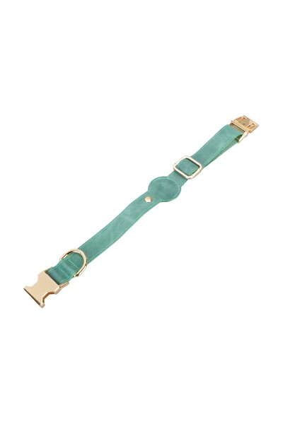 PLM Gerçek Deriden El Yapımı Köpek Tasması, Apple AirTag Uyumlu Yuva, 50cm Ay...