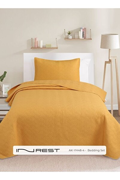 INREST Single Bedding Set Summer Microfiber 100% Gold Color Single Size 160x2...