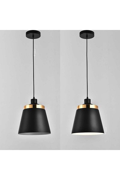 Ucandle Black pendant chandelier with shiny gold frame