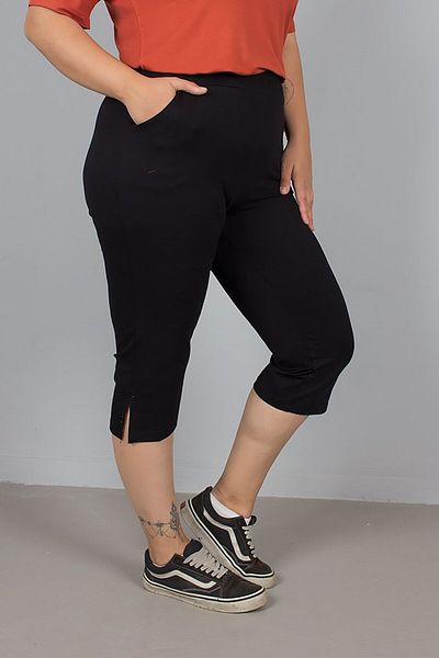 Truva XXL Compak Black Lycra High Waist Combed Cotton Capri Trousers