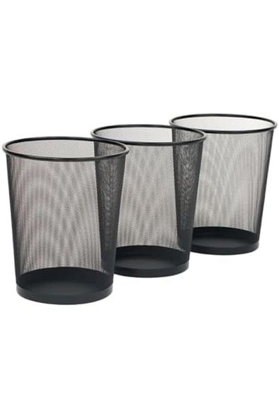 AKDC Seville Classics Small Cylinder Trash Can for Home or Office, 6 Gallon Mesh Round Bins, Lightweight,