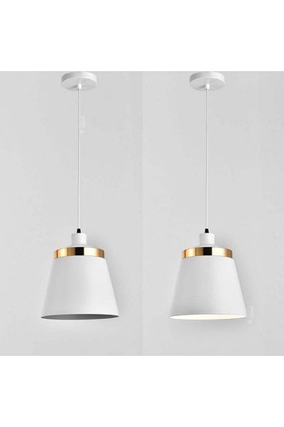 Ucandle White pendant chandelier with shiny gold frame