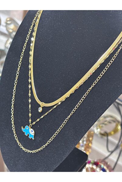 ZEYNVA Elephant Detailed Triple Steel Necklace