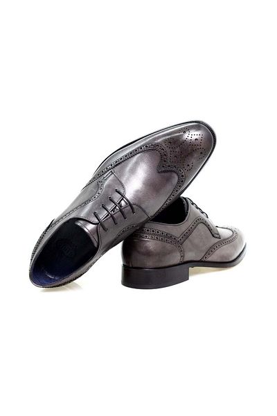 Butik Gray Color Lace-Up Genuine Leather Men's Shoes